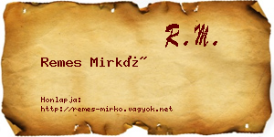 Remes Mirkó névjegykártya